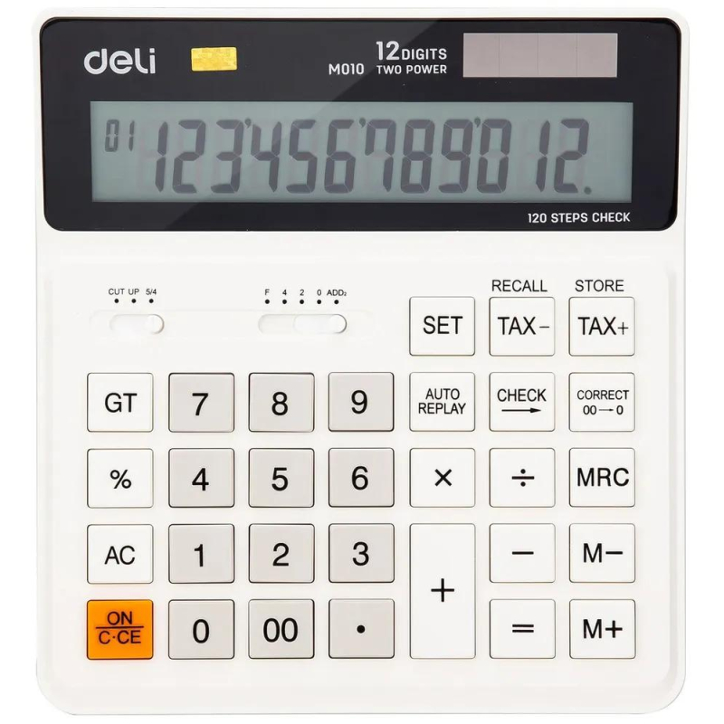 Калькулятор настольный компакт Deli EM01010 белый 12-разр 1754751 1155284