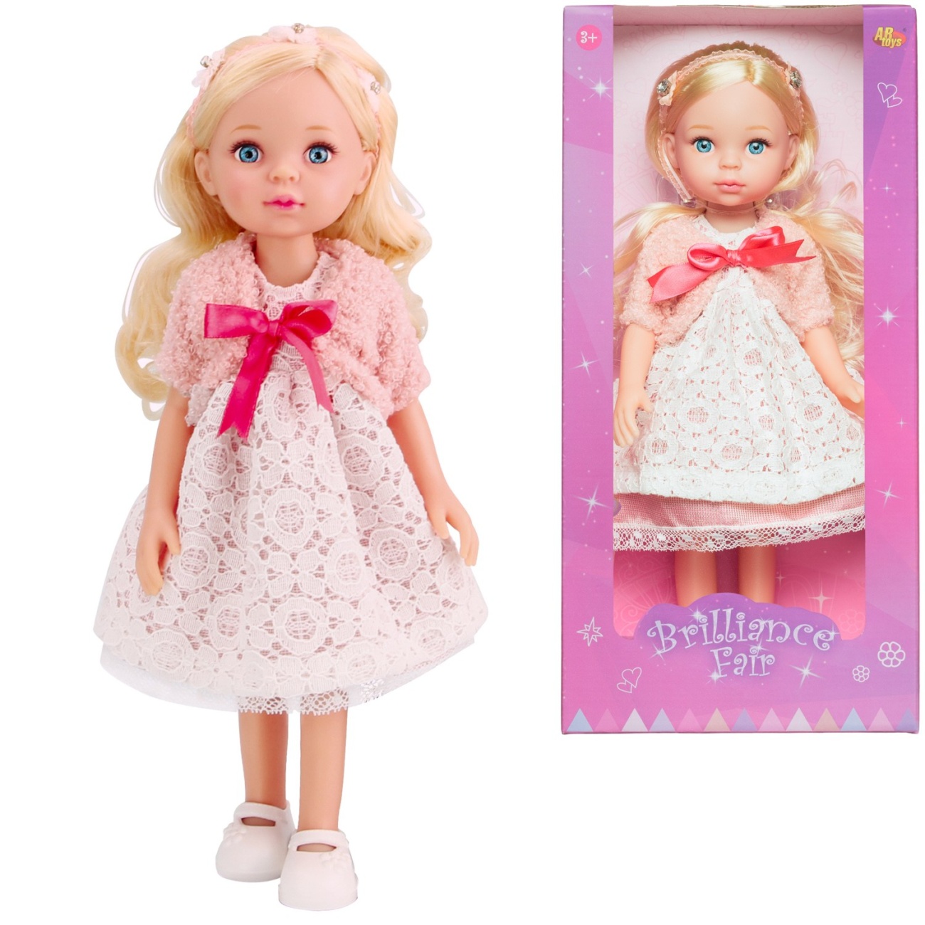 Кукла ABtoys Времена года в розовом кружевном платье 33 см PT-01869