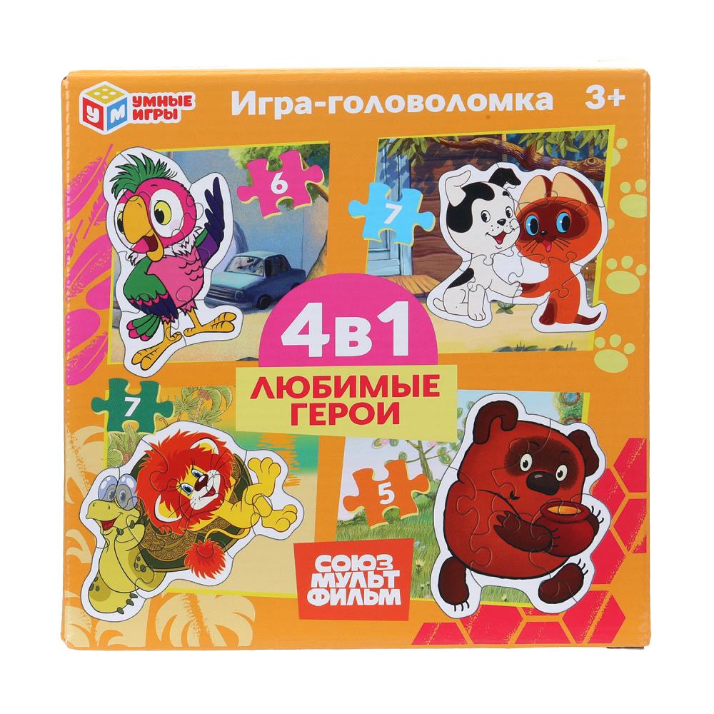 Набор пазлов 4в1 "Любимые герои. Союзмультфильм", 5, 6, 7 и 7 деталей. УМка 4630395015790