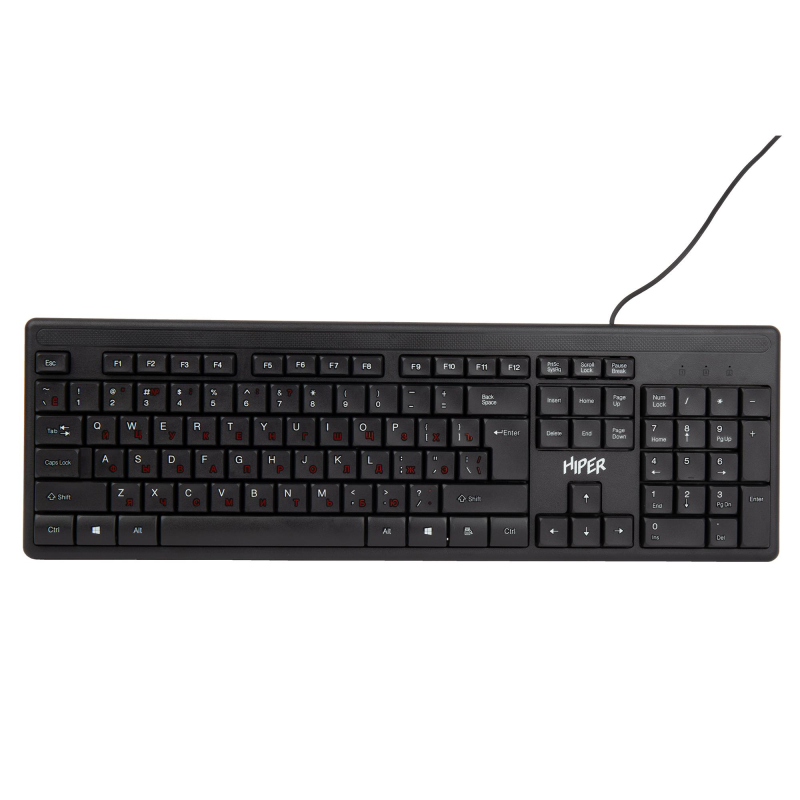 Клавиатура Hiper OK-1100 черная, USB, 104 кн., проводная 1659910