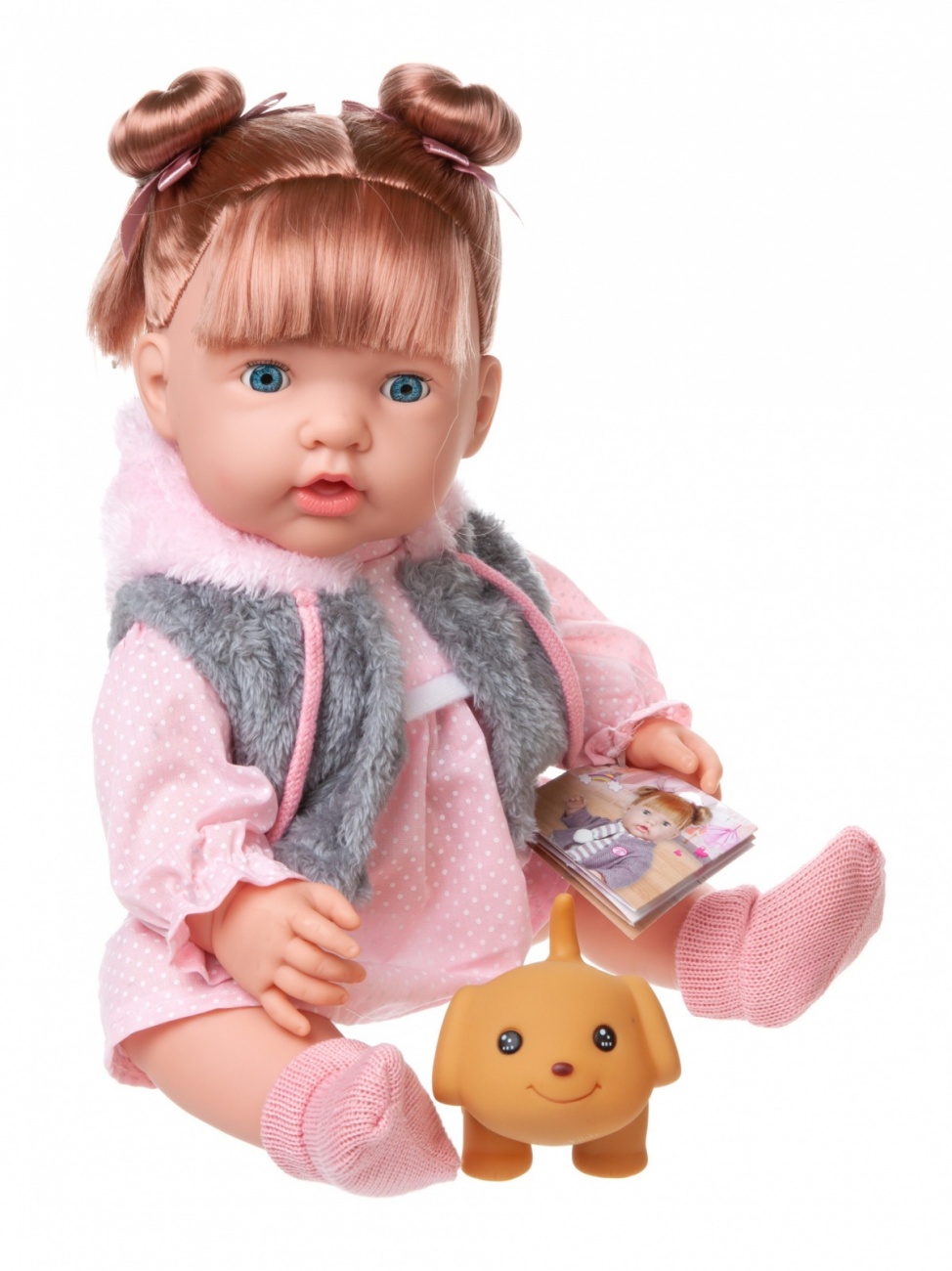 Пупс-кукла "Baby Ardana" в платье и меховой жилетке, в наборе с аксесс. 40см ABtoys WJ-C0021