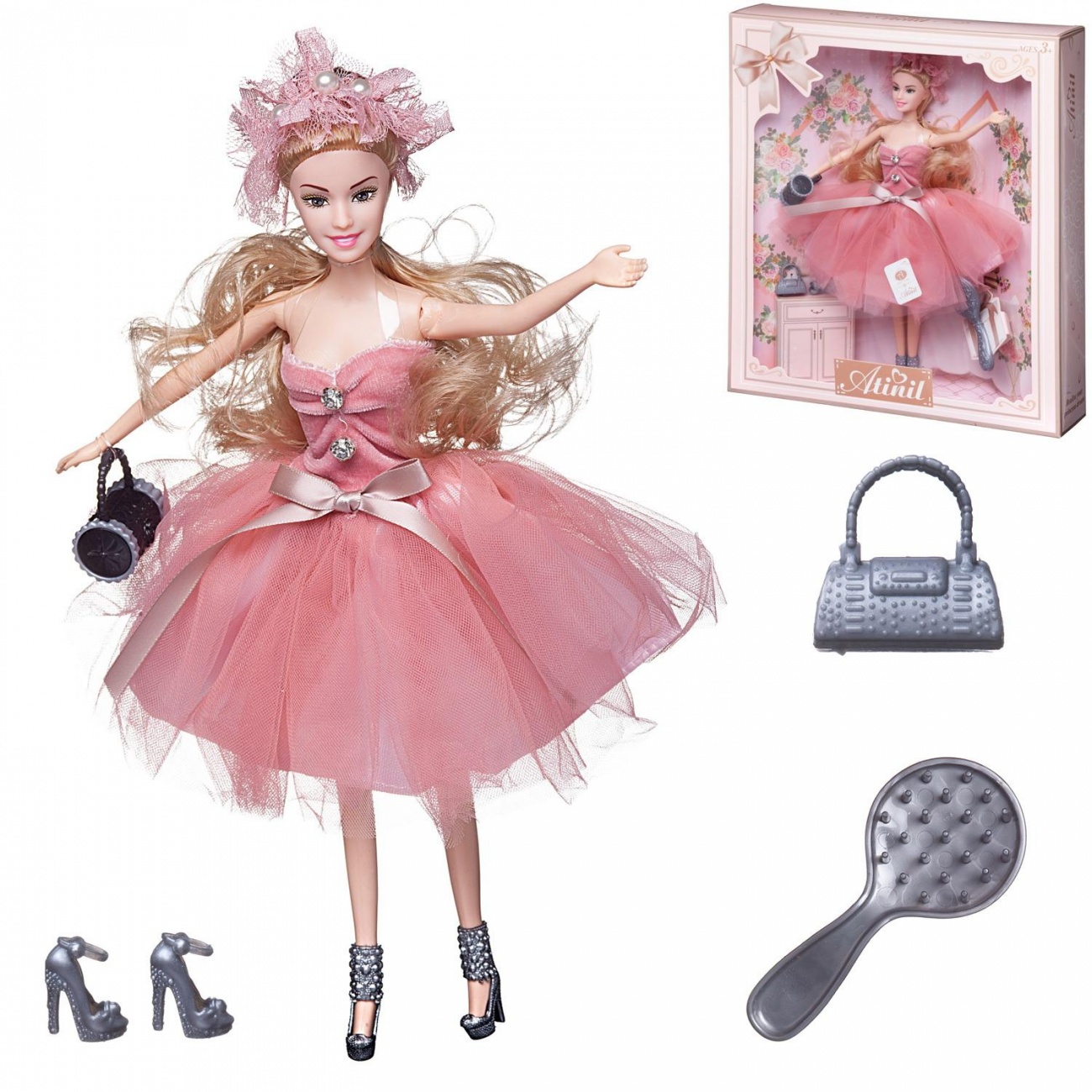 Кукла Junfa Atinil Мой розовый мир с черным клатчем, 28см WJ-21542