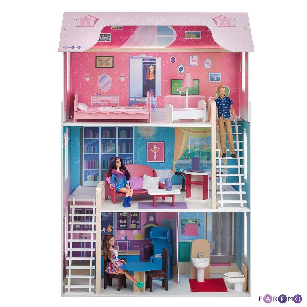 Кукольный домик для Барби "Вдохновение" (16 предметов мебели, 2 лестницы) PAREMO PD315