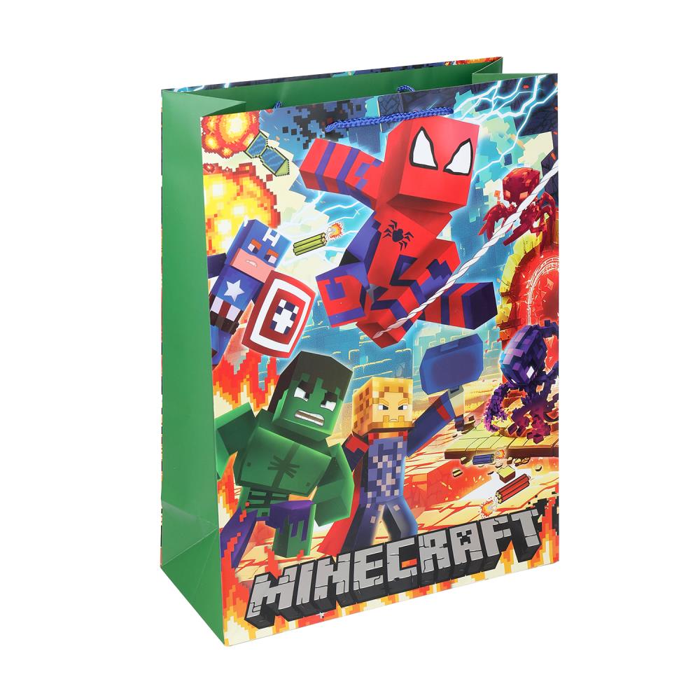 Пакет подарочный матовый XL, "Супергерои+Пиксели", 140 гр/м Чудо праздник PXL-132568-MR