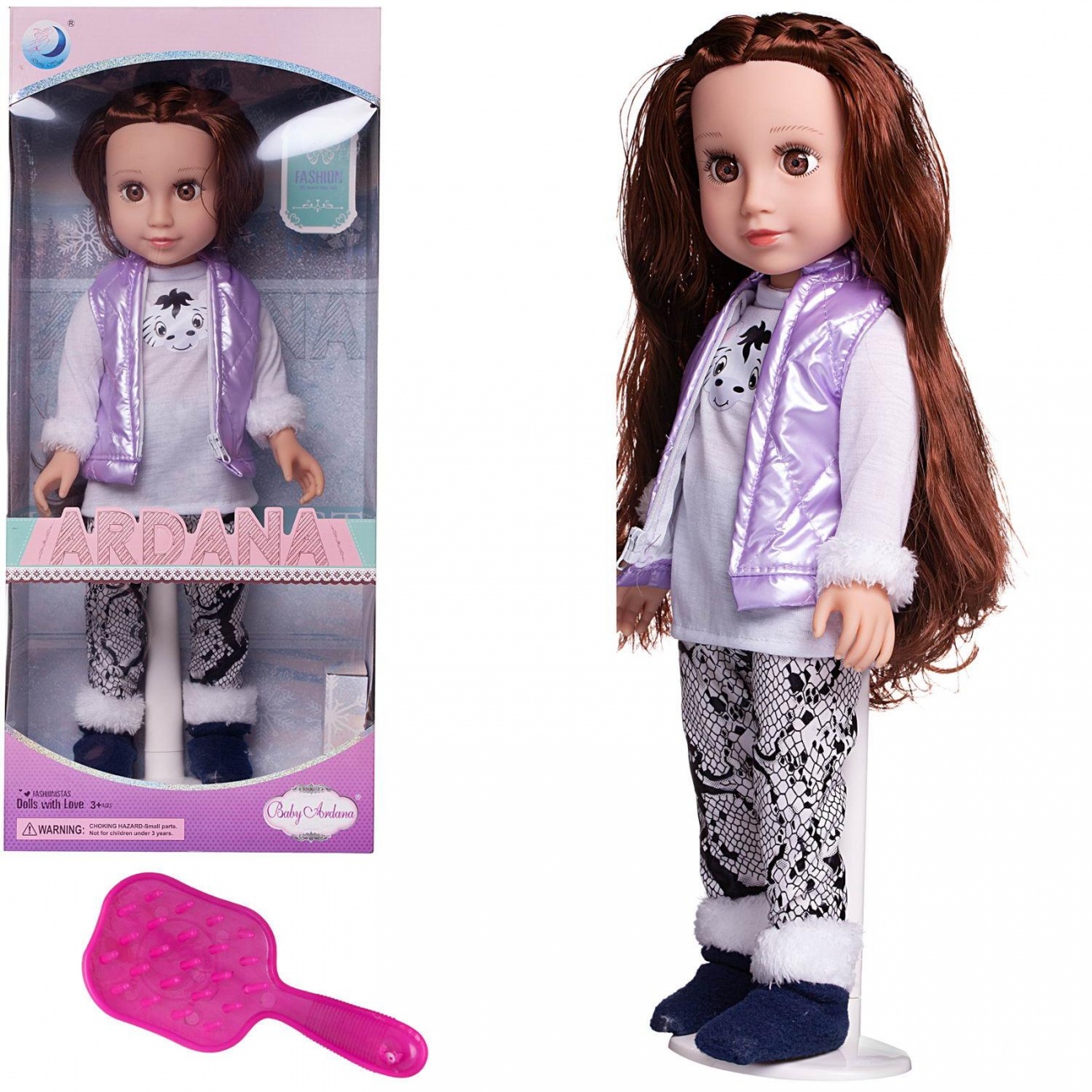 Кукла Junfa Ardana Baby в фиолетовом жилете 45 см WJ-21808