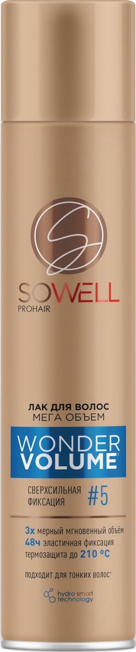 Лак для волос SoWell Wonder Volume Мега объем от корней сверхсильной фиксации 300 см3 4660222720030