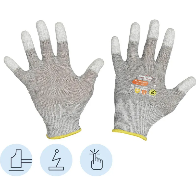 Перчатки защитные нейлон Manipula Микростатик (MG-163) р.7 Manipula Specialist 1375535 нейлон с ПУ