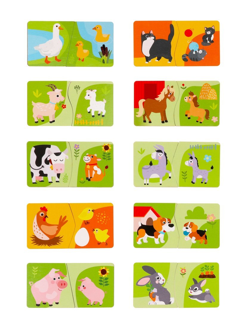 Пазлы-половинки. Домашние животные. Где чей малыш?, 10 шт. в наб., разный рез Mapacha 962516