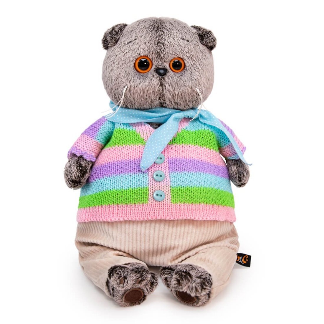 Мягкая игрушка Басик в полосатой кофте и штанах 22 см BUDI BASA Ks22-222