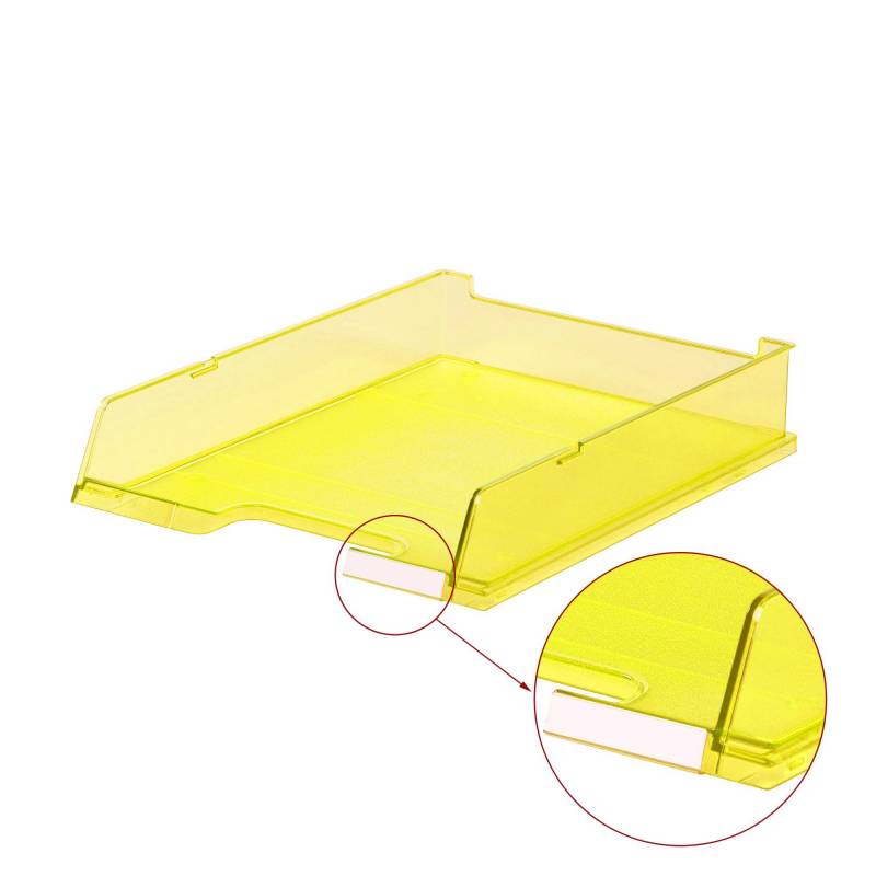 Лоток для бумаг Han горизонтальный с индексным окном прозрачный желтый 1258986