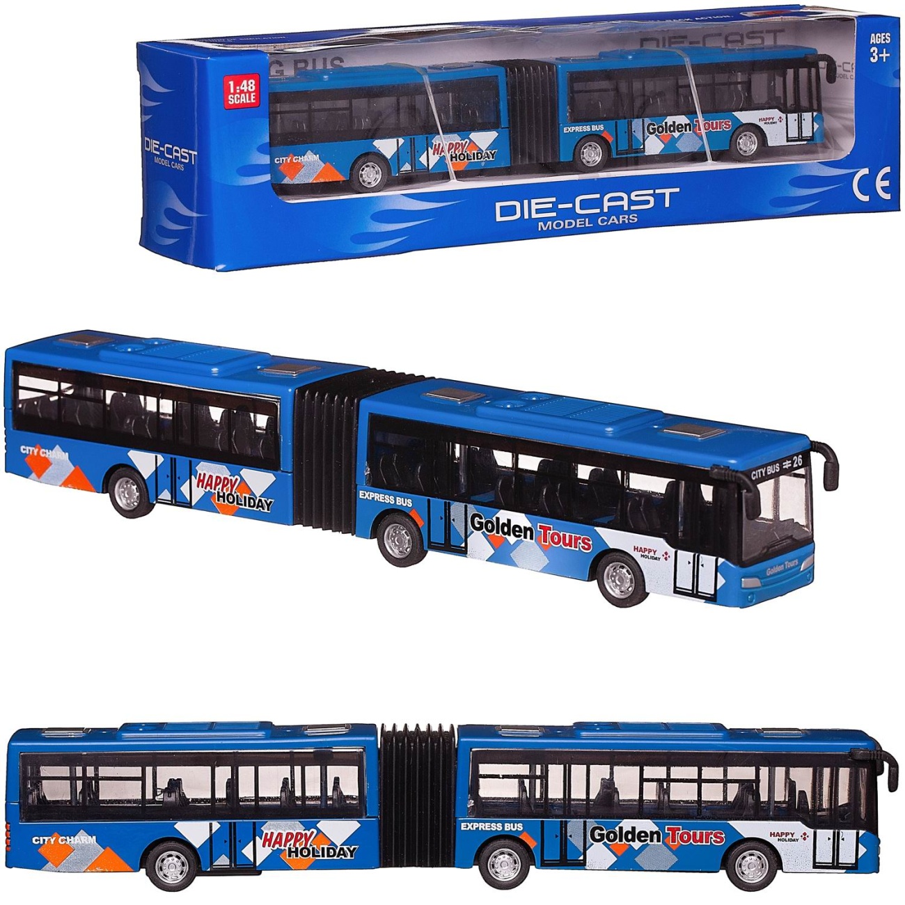 Автобус Junfa металлический, синий, 26x7x6,5 632-30/синий