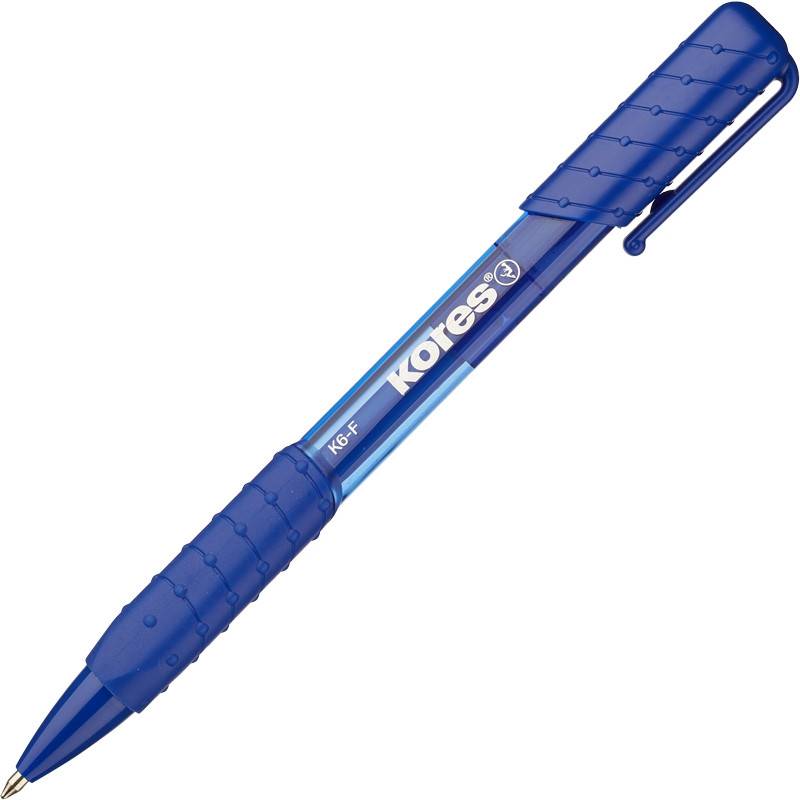 Ручка шариковая автоматическая Kores K6 синяя (толщина линии 0.5 мм) 369796