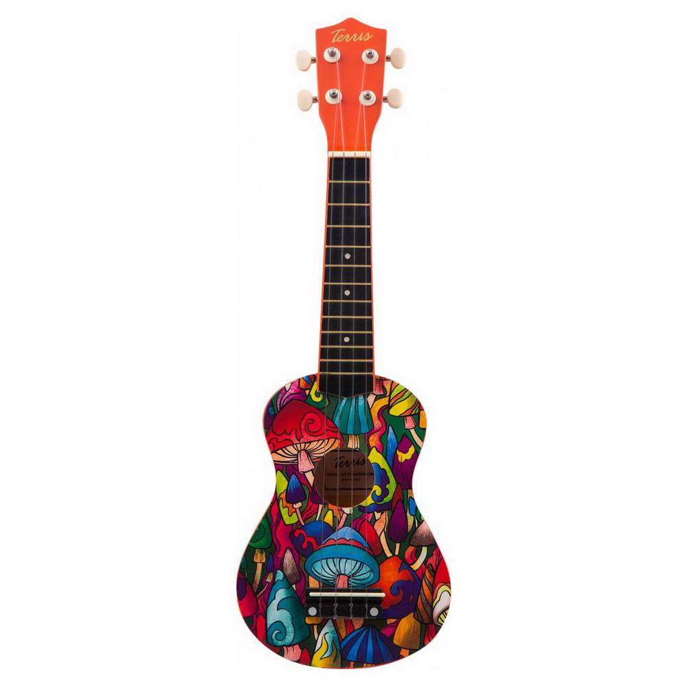Музыкальный инструмент TERRIS Гитара гавайская Укулеле сопрано JUS-21 MUSHROOM DNT-66318