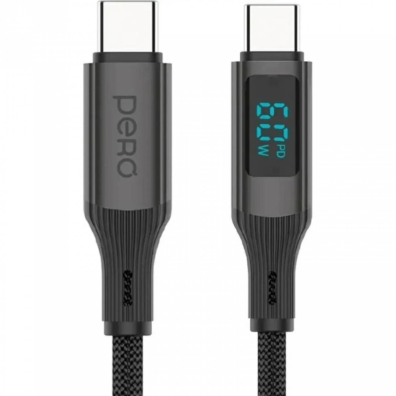 Кабель PERO DC14 ULTIMATE PD Type-C to Type-C, с дисплеем, 60W, 1.2m, Black 2398729 4673759571044