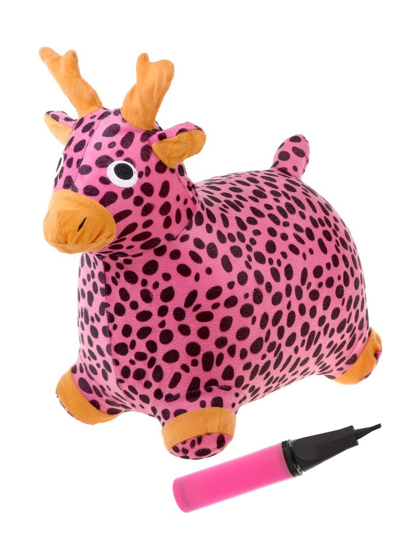 Животное-прыгун в чехле ТМ "Moby Kids" Лось Розовый 1150 г. насос в комплекте 804398