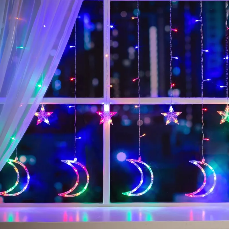 Гирлянда светодиодная Бахрома 2.7x0.9м Месяц,IP20,138LED,мульт,8реж 4356979 Luazon Lighting 1838515