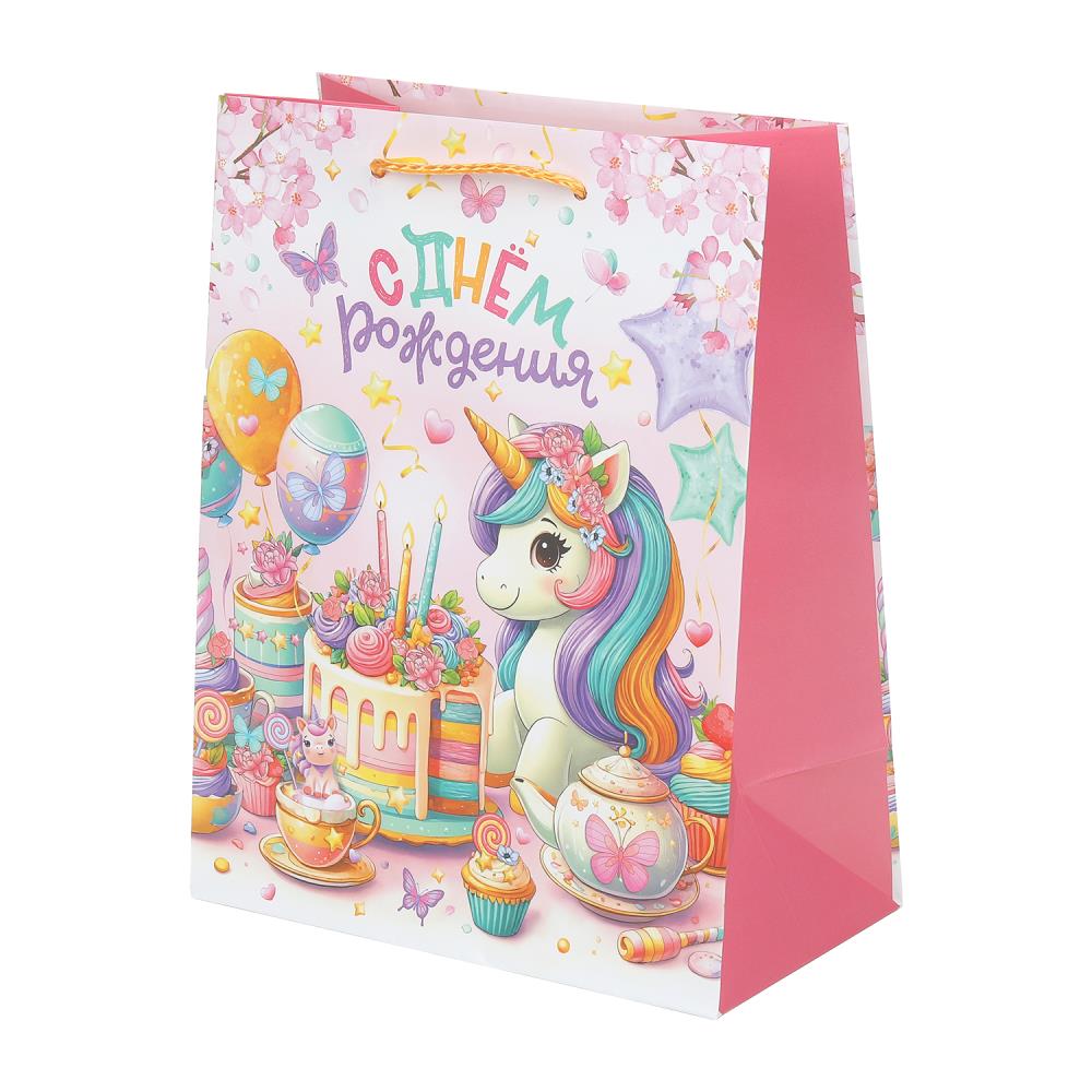 Пакет подарочный матовый М, "Единорог", 140 гр/м Чудо праздник PM-130535-UNI