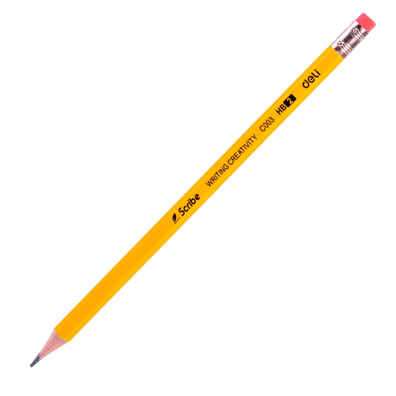 Карандаш чернографитный Deli Scribe HB 6-гр, с ластиком, желтый EC003-HB 1739295