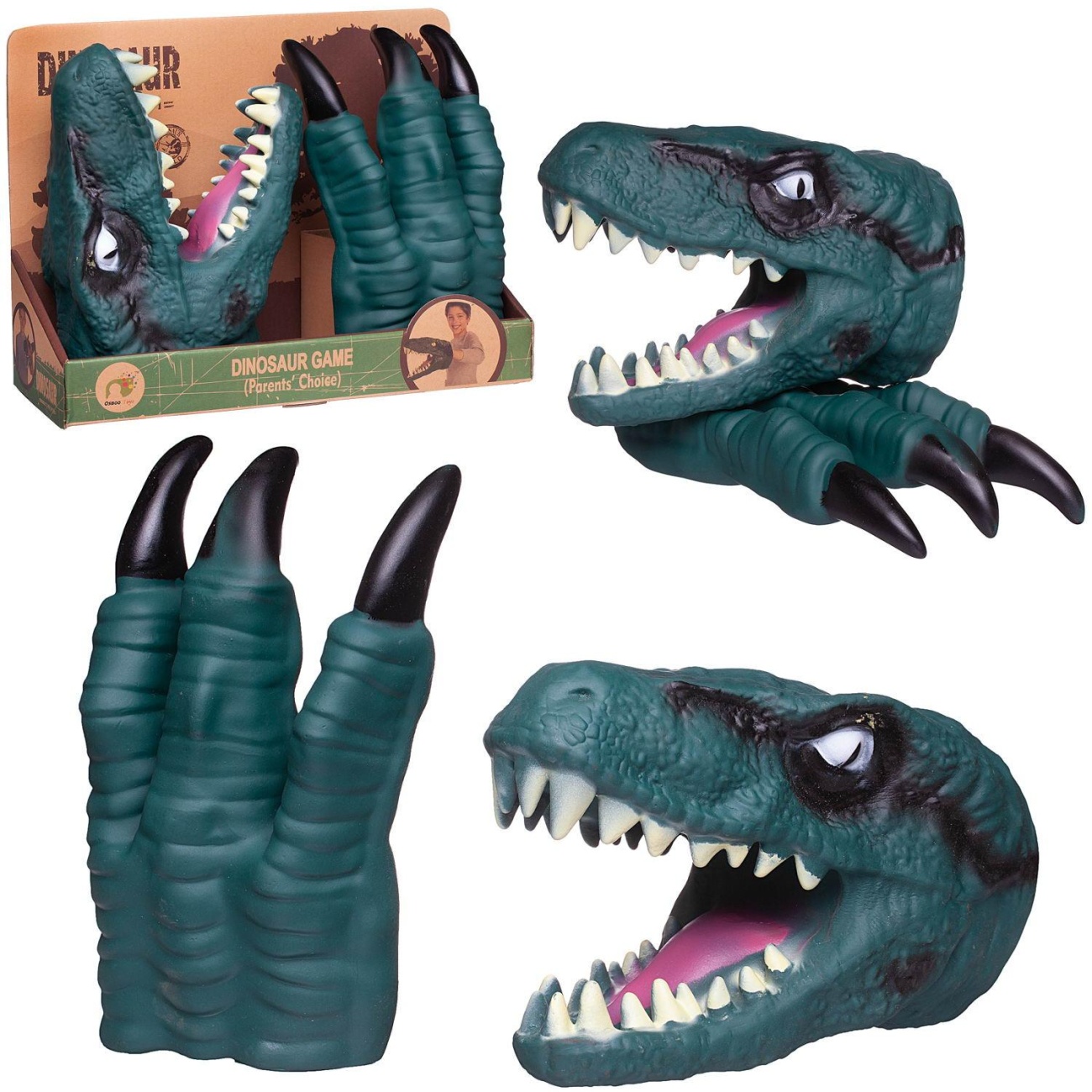 Игровой набор Junfa Игрушка на руку Голова и когти динозавра сине-зеленые WA-14622/сине-зеленые