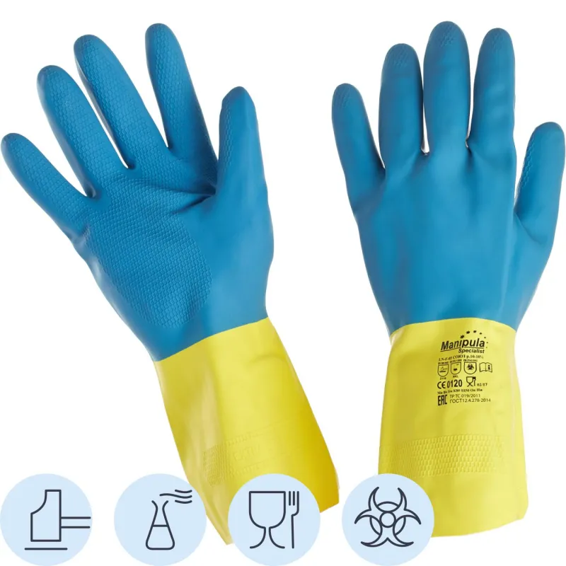 Перчатки латекс/неопрен Manipula Союз (LN-F-05/СG-971) р-р 7-7,5,ПС Manipula Specialist 1376112
