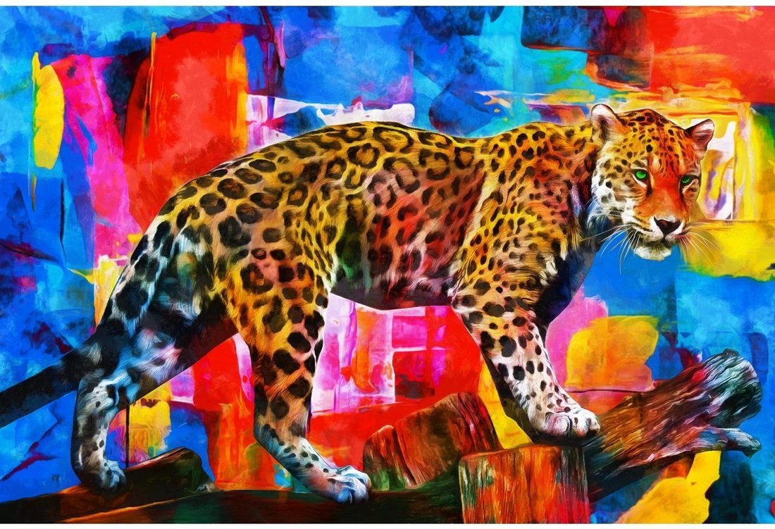 Алмазная мозаика Радужный леопард, 30х40см с подрамником Рыжий Кот НД-8596