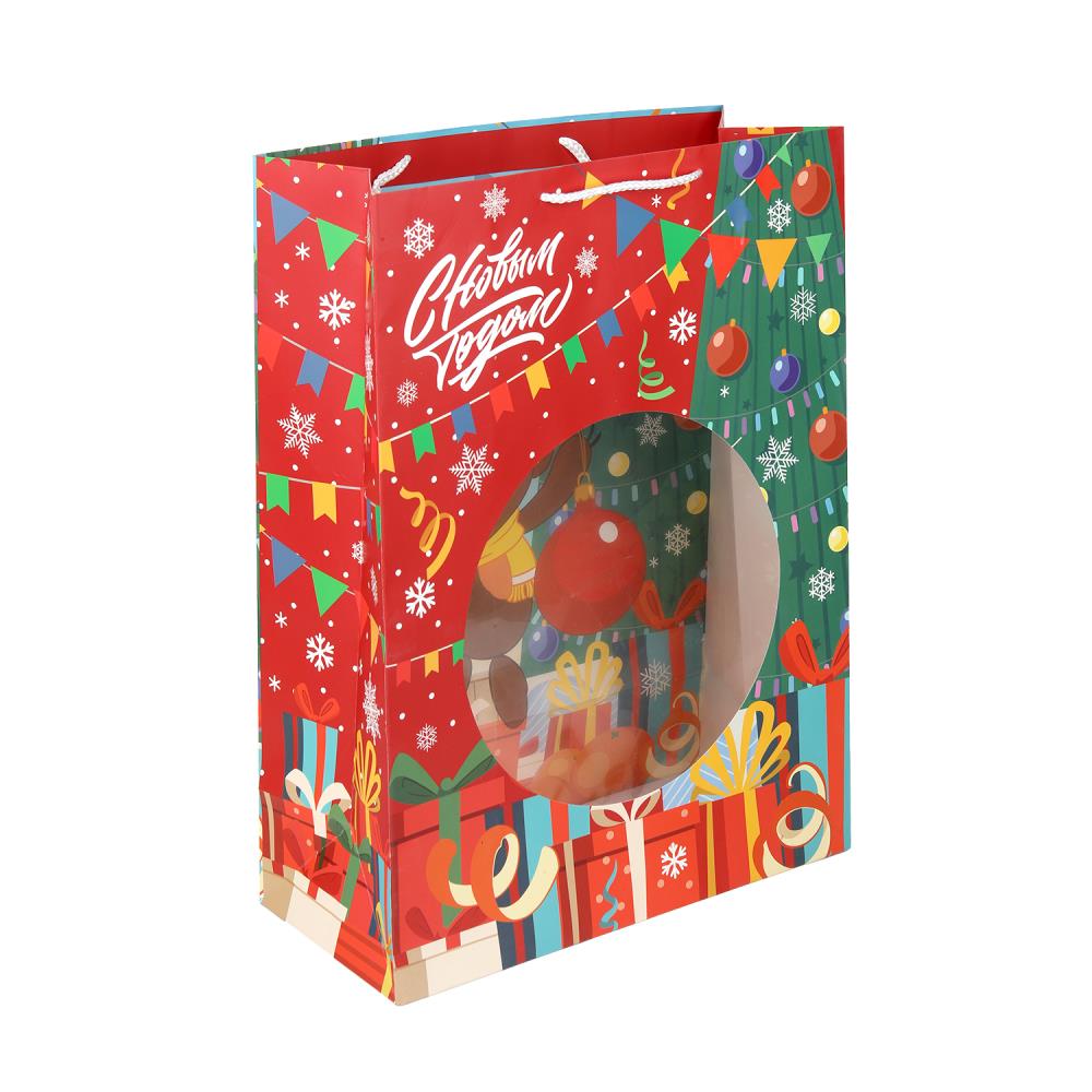 Пакет окошко "Союзмультфильм" XL, "Чебурашка" новогодний", 190 гр/м Чудо праздник PXL-130566-CH