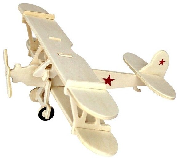Биплан "Небесный тихоход", деревянная модель для сборки Wooden Toys 80040