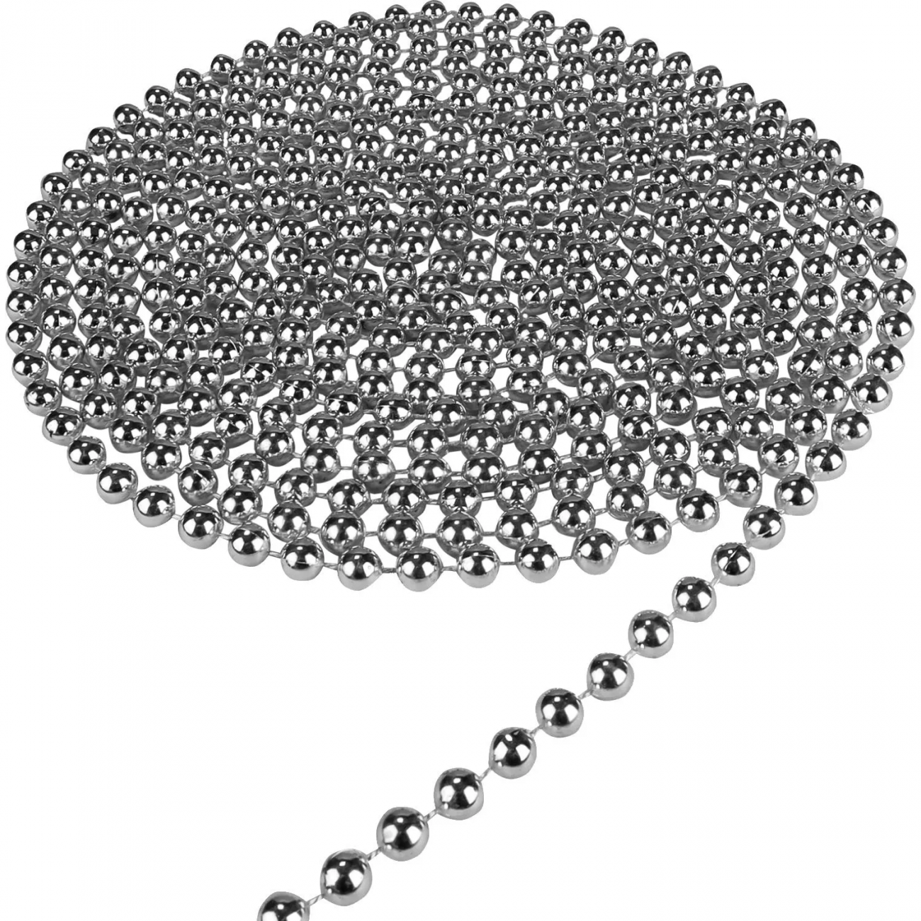 Бусы новогодние на елку серебристые Волшебство 10м,10мм,НУ-3422 Miland 2118608