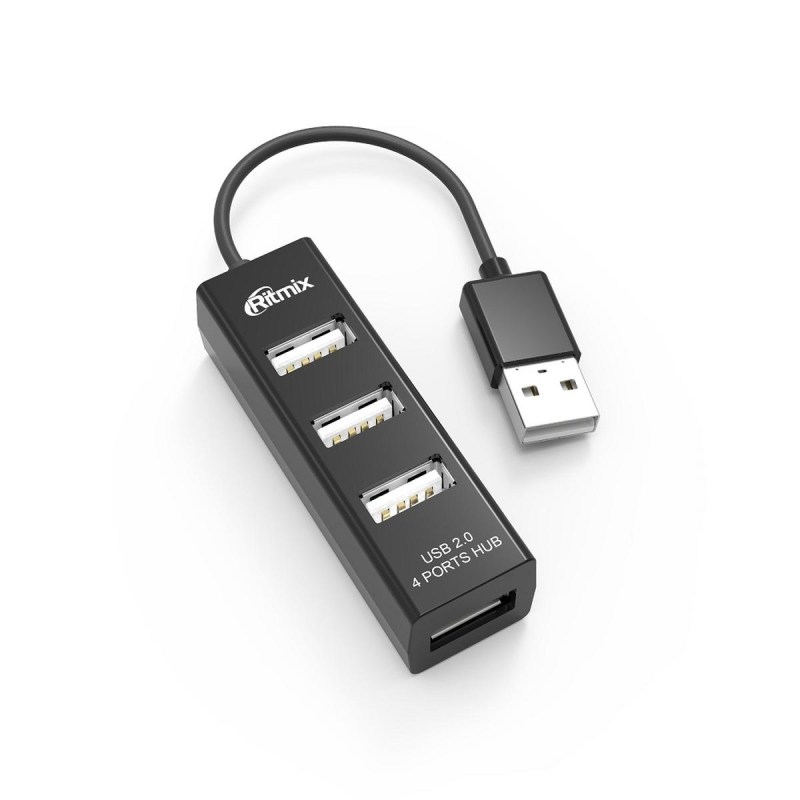 Разветвитель USB Ritmix CR-2402 black (USB хаб) 4 порта USB (15119265) 1887935