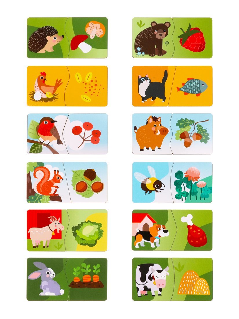 Пазл-половинки "Кто что ест?", 12 пазлов, 24 дет. Mapacha 962218