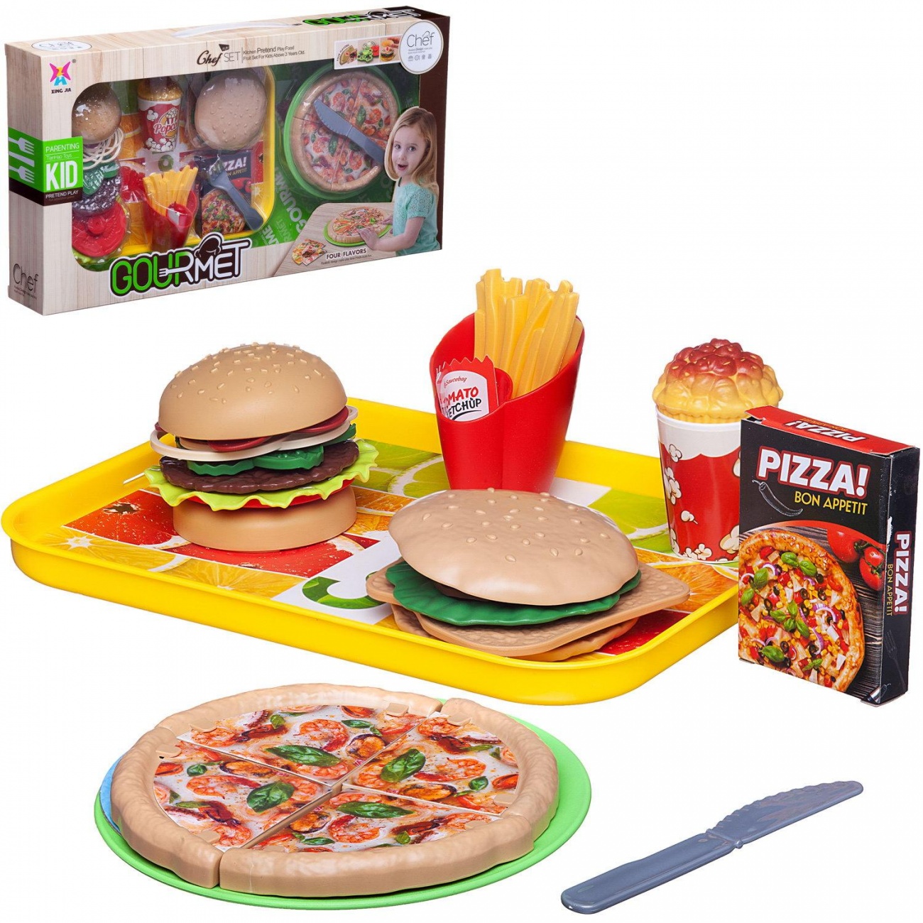 Набор продуктов Junfa серия Гурман: Сытный обед с пиццей и бургерами в компании друзей WK-17345