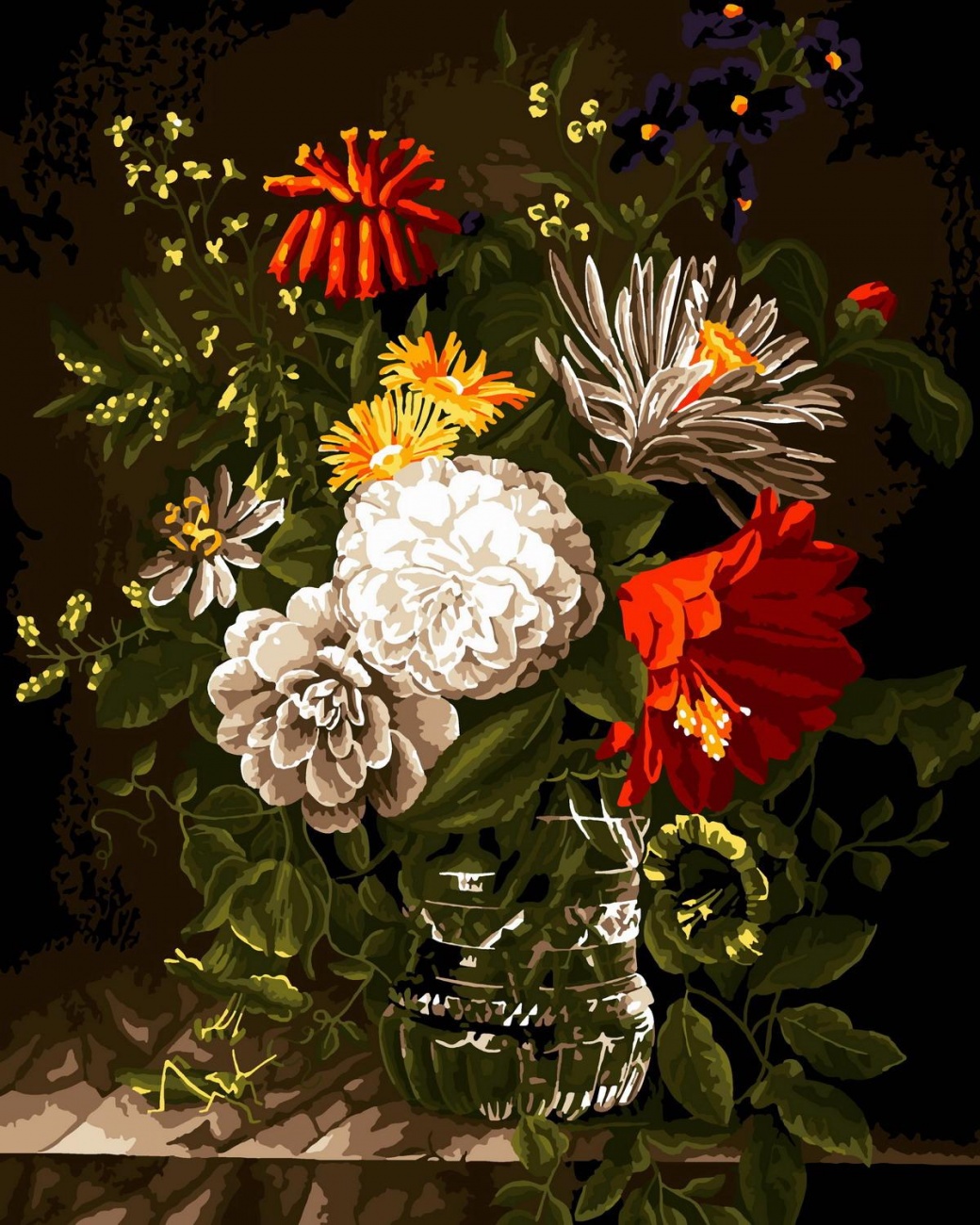 Картина по номерам LORI Цветы в граненой хрустальной вазе Рх-058