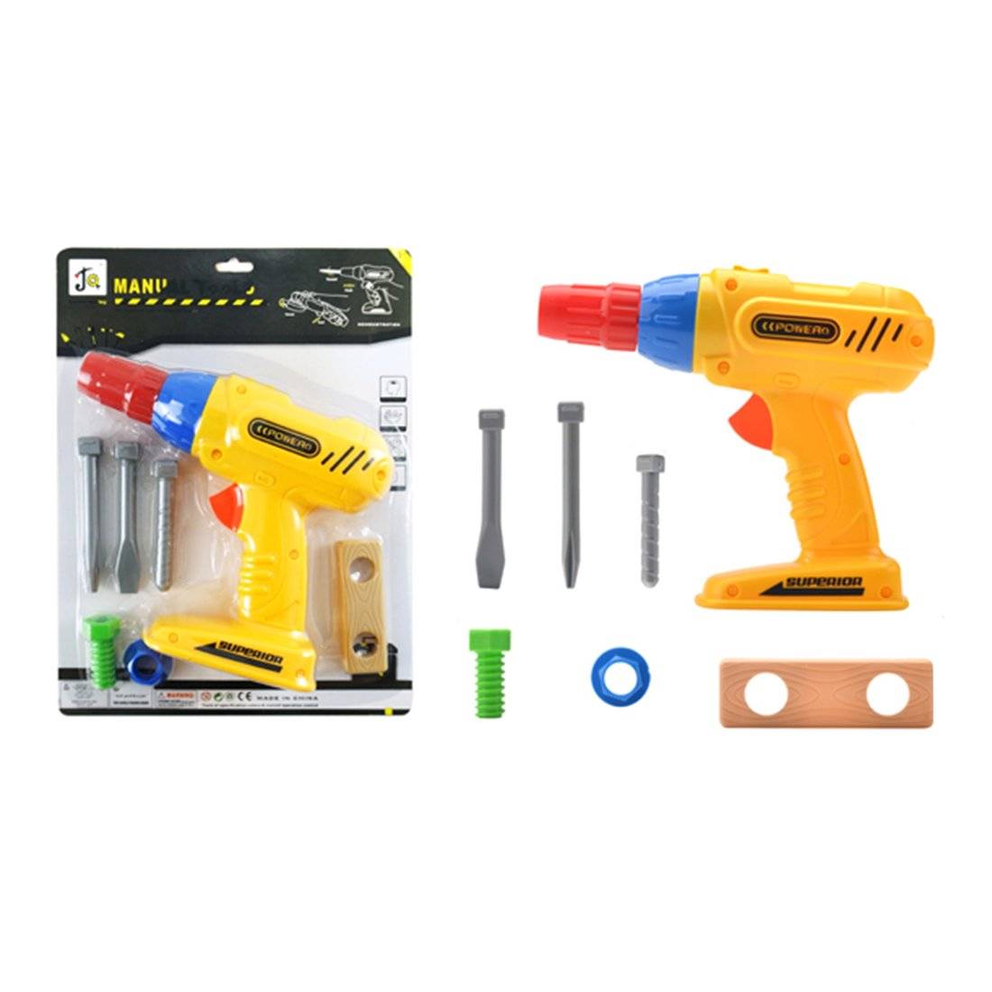 Игровой набор: дрель с механическим запуском, аксессуары 6 шт. (в асс) Наша Игрушка 666-6