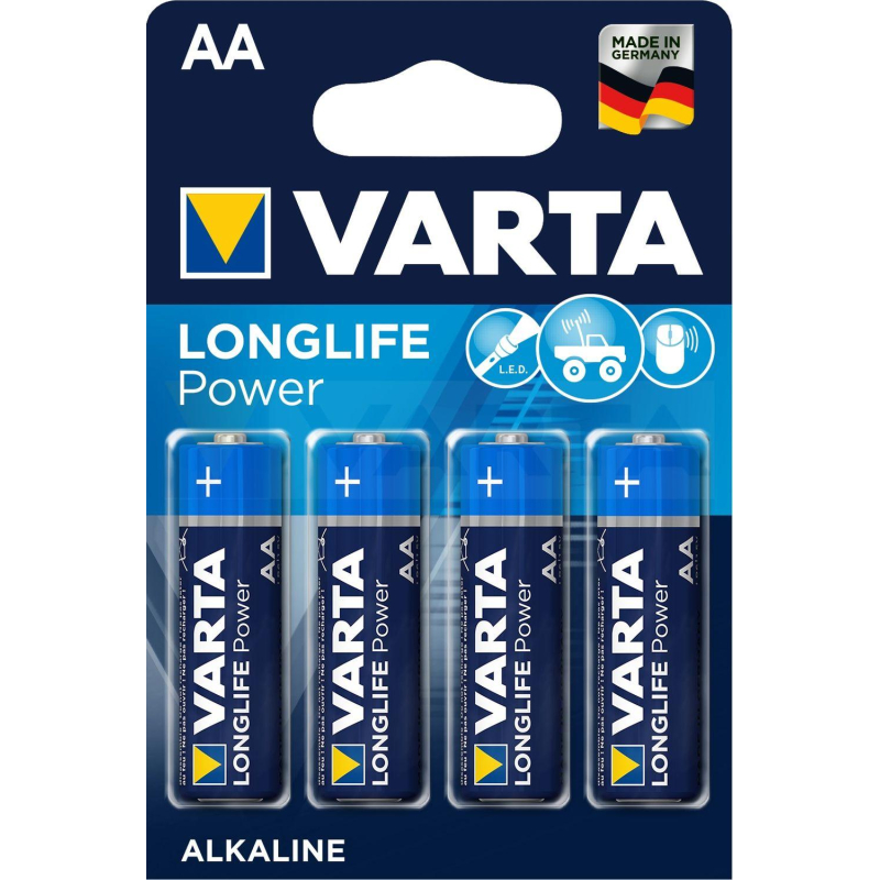 Батарейка Varta LONGLIFE POWER LR6 AA 4шт/бл Alkal 1.5V (4906) (4906121414) 1931790