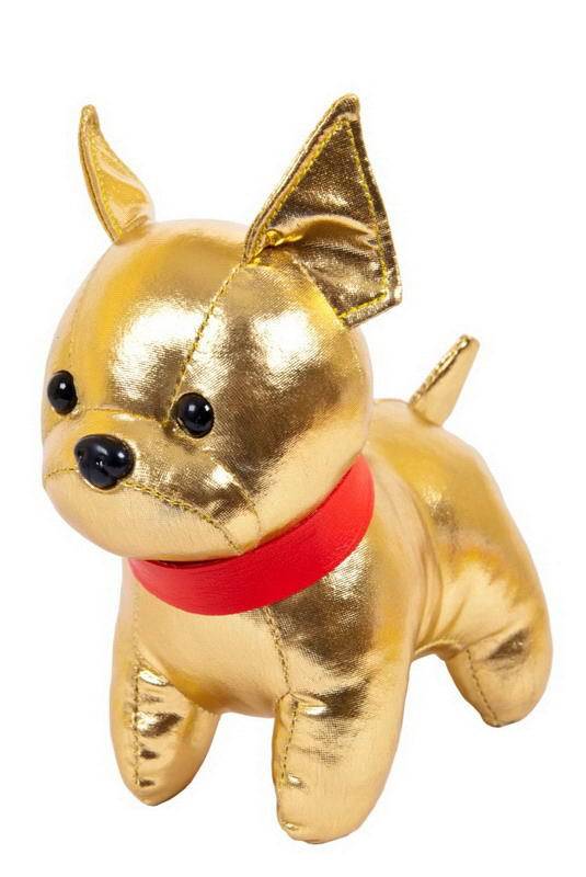 Игрушка мягкая серия "Металлик" Собака французский бульдог золотая, 15 см ABtoys (АБтойс) M2126