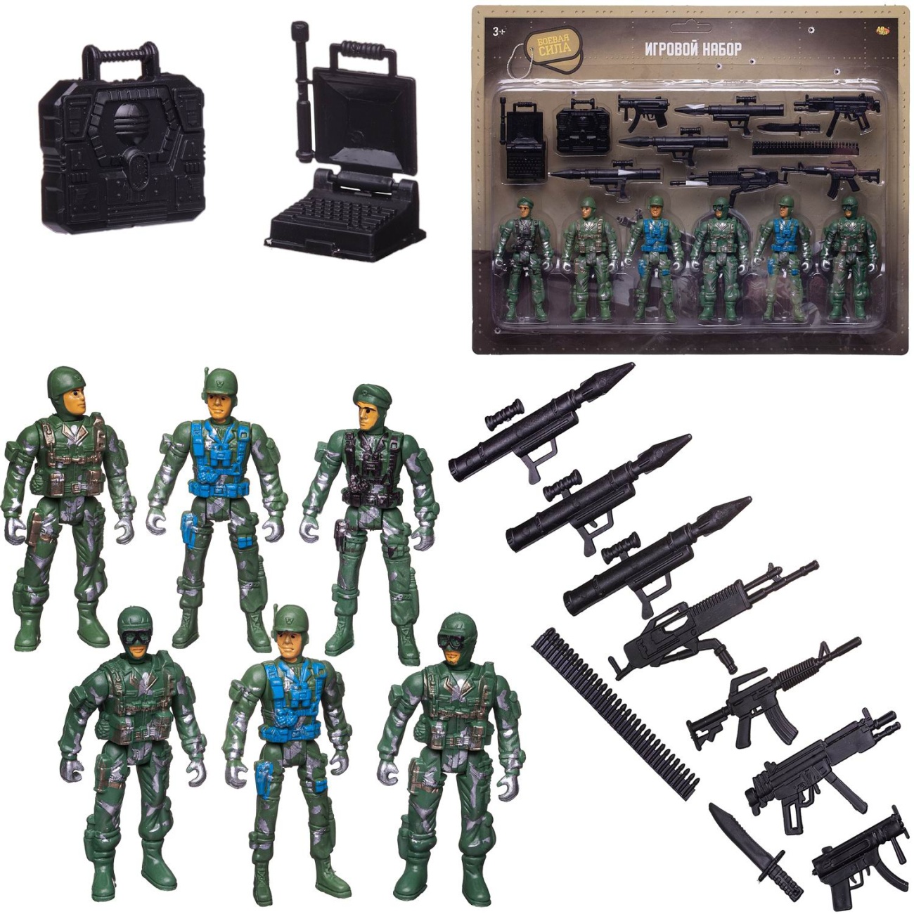 Игровой набор Abtoys Боевая сила Шесть солдат с экипировкой и оружием PT-01795