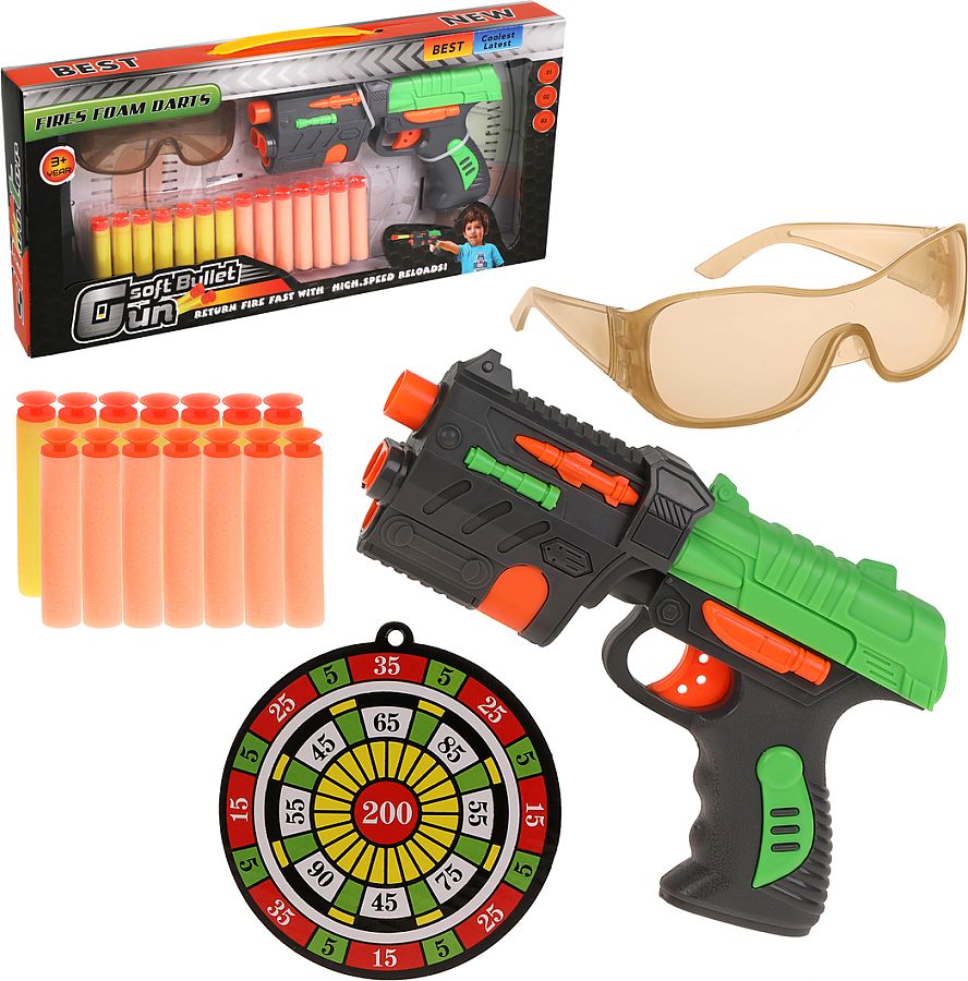Игровой набор "Меткий стрелок" пистолет, мягкие пули 14шт. Наша Игрушка H04A-2