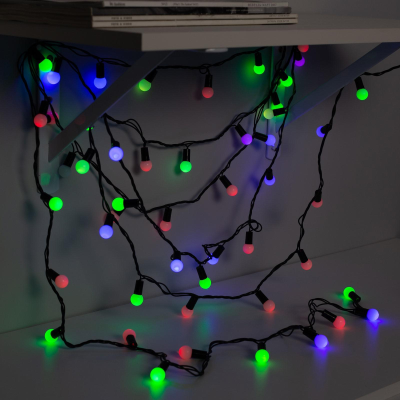 Электрогирлянда Нить 20 мШарики 1.5 см, IP44, 200 LED, мульти 220 В 671568 1499588