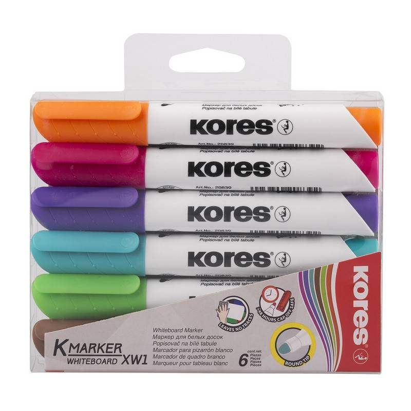 Набор маркеров для досок Kores 6 цветов (толщина линии 3 мм) 691268