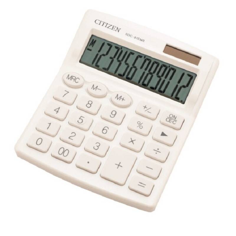 Калькулятор настольный компактный Citizen SDC812NRWHE 12-разрядный белый SDC-812NRWHE 1196357