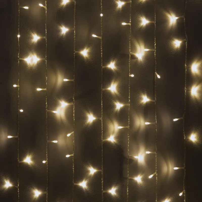 Электрогирлянда 100 ламп, длина 6м, 8 реж, теп бел, прозр шнур IP20 1823883