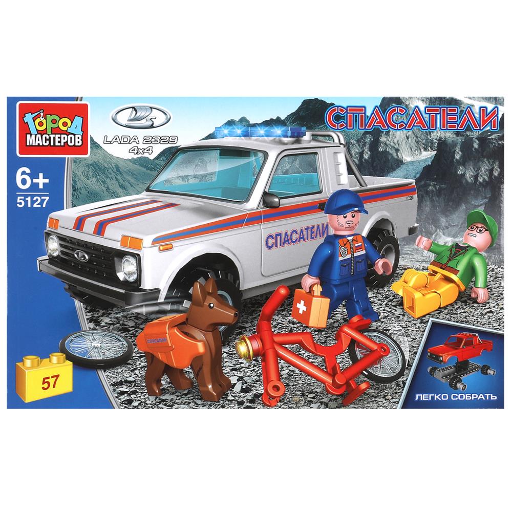 Конструктор "Лада 4х4 "Пикап" Служба спасения, 57 дет. (легко собрать) Город Мастеров 5127-KK