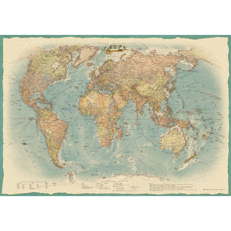 Настенная политическая карта мира в стиле ретро 1:22 млн Атлас Принт 612510