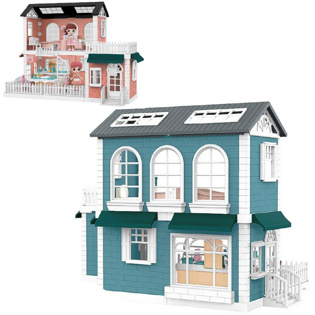 Игровой набор ABtoys Модульный домик, 8 секций, голубой WZ-11416/голубой