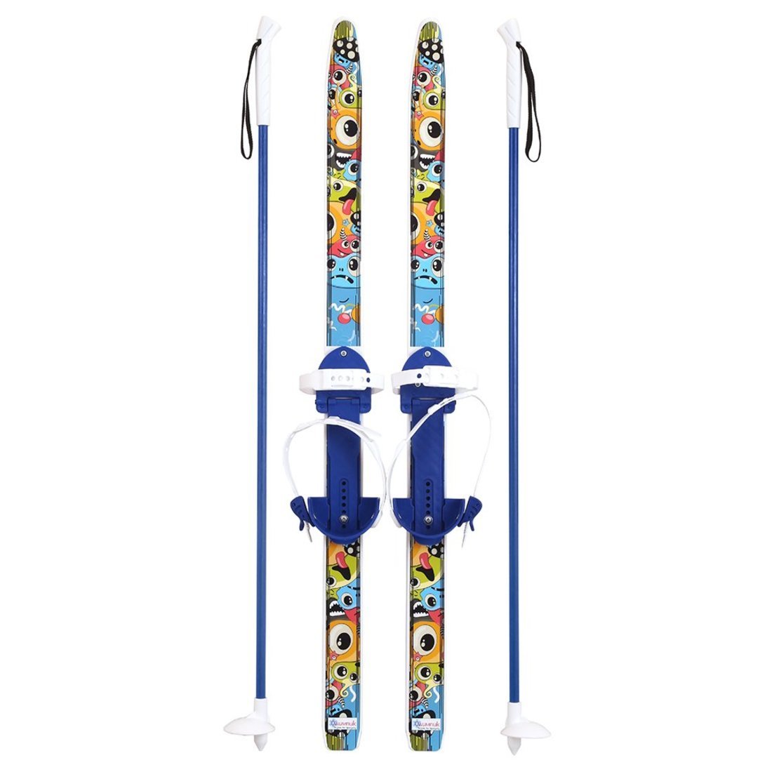 Лыжи детские Быстрики Мультяшки с палками 90 см размер 28-33 Олимпик 6742-00