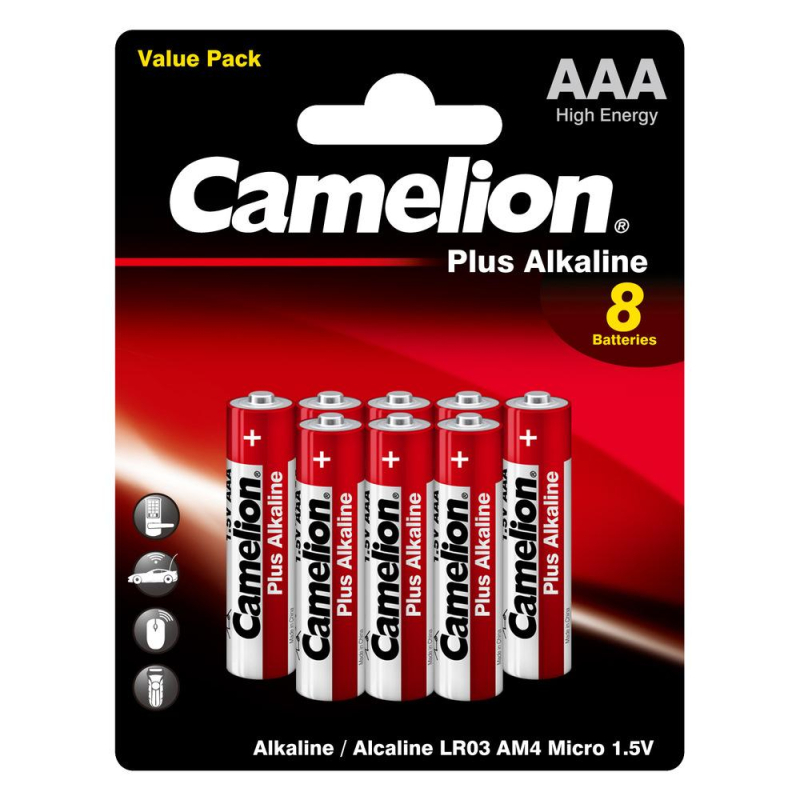 Батарейки Camelion Plus Alkaline BL8 AAA/LR03 (LR03-BP5+3) 8шт/уп 1619503 14134