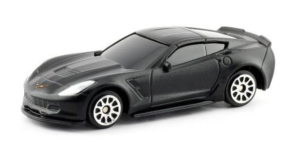 1:64 Машина металлическая RMZ City Chevrolet Corvette C7, цвет черный матовый Uni-Fortune Toys 344033SM