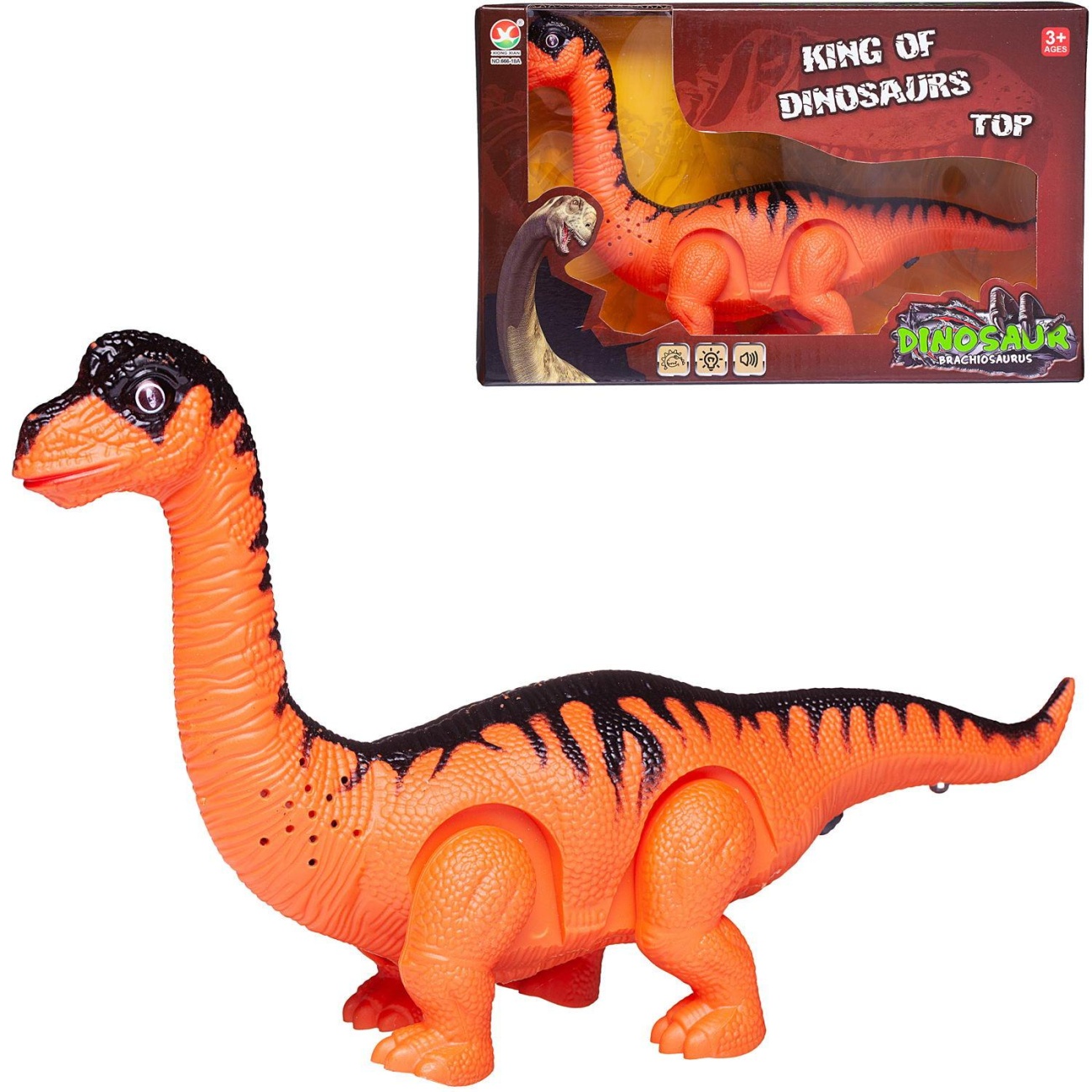 Динозавр Junfa Брахиозавр, оранжевый, электромех. свет/звук WB-00695/оранжевый