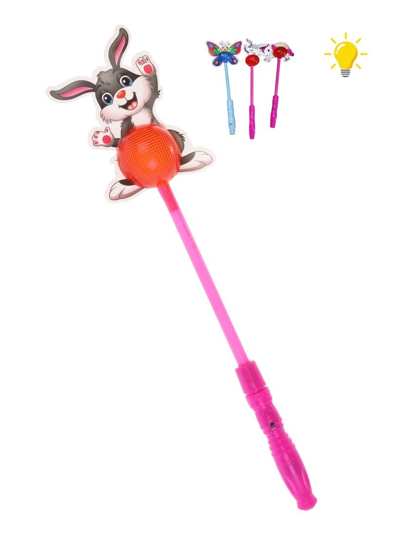 Волшебная палочка Весёлые зверята со светом, 36 см в асс. Наша Игрушка J4703