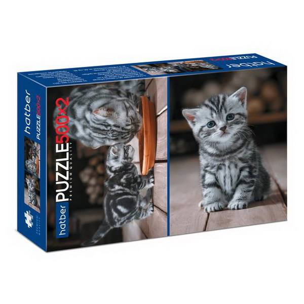 Пазлы премиум, "2 картинки в 1 коробке" Котиков много не бывает" 500+500 элементов, А2 Hatber D1000ПЗ2-21011